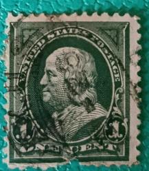 ABD  - 1898 1¢ Benjamin Franklin, damgalı