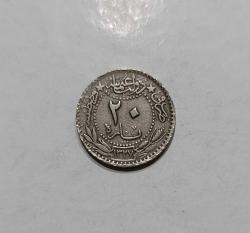 OSMANLI İMPARATORLUĞU PADİŞAH SULTAN MEHMET REŞAT HİCRİ 1327/5. SENE NİKEL 20 PARA ÇİL ALTI KONDİSYONDA