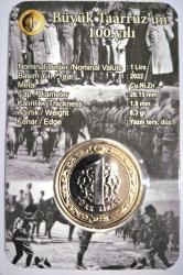 1 Türk Lirası Büyük Taarruz 100,yılı Hatıra Parası Özel Sertifikalı Kapamasında