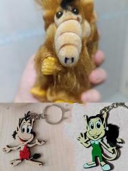 Alf peluş Maskot Hugo hugolayn anahtarlık süs dekor koleksiyon nostalji tasarım vintage retro hobi reklam promosyon minyatür diorama