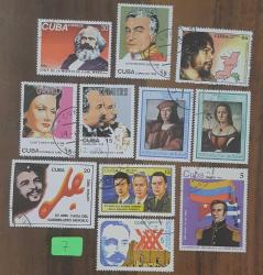 Küba Pul Lotu -   Karl Marx  Che Guevara  Garbo Meşhur kişiler  Temalı Pul Koleksiyonu Posta Pulu YSLNo:7 - Fırsat Lotu 11 Adet