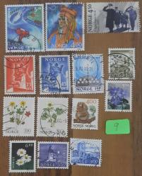 Norveç Pul Lotu -   Karışık Temalı Pul Koleksiyonu Posta Pulu YSLNo:9 - Fırsat Lotu 14 Adet