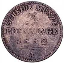 LOT.20 » Prusya Krallığı (Amanya) 1852 3 Pfennig Kraliyet Armalı Bakır Para