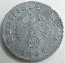 Almanya 1941 1 Reichspfennig - Kartal ve Gamalı Haçlı - Savaş Dönemi Çinko Baskı