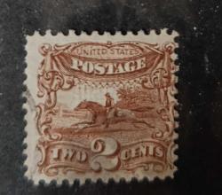 LOT.1 » ABD 1869 2c Pony Express, Kahverengi, çok nadir katalog 5200 tl