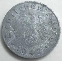 Almanya 1942 1 Reichspfennig - Kartal ve Gamalı Haçlı - Savaş Dönemi Çinko Baskı