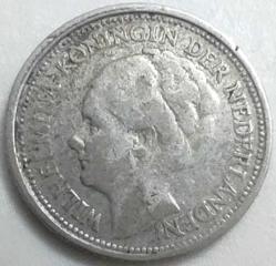 Hollanda 1928 10 Cent - Kraliçe Wilhelmina Portreli Gümüş ,1.4 Gr. - 0.640 Ayar