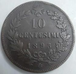 LOT.10 » İtalya 1893 10 Centesimi Kral I. Umberto Portreli Büyük Bakır Para