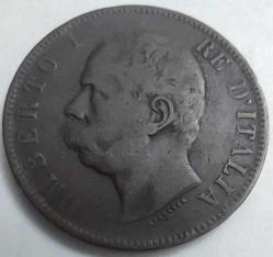 İtalya 1893 10 Centesimi Kral I. Umberto Portreli Büyük Bakır Para