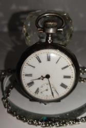 CEP SAATİ,İŞLEMELİ GÜMÜŞ KASA OSMANLI ANTİKA, ALTIN VARAK DAMLACIKLI  ÇALIŞAN CEP SAATİ 101