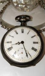 CEP SAATİ,İŞLEMELİ GÜMÜŞ KASA OSMANLI ANTİKA, ALTIN VARAK DAMLACIKLI  ÇALIŞAN CEP SAATİ 101