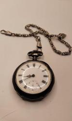 CEP SAATİ,İŞLEMELİ GÜMÜŞ KASA OSMANLI ANTİKA, ALTIN VARAK DAMLACIKLI  ÇALIŞAN CEP SAATİ 101