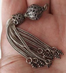 OSMANLI DÖNEMİ ANTİK MUHTEŞEM GÜMÜŞ SARAYSAL TESPİH PÜSKÜLÜ 1RRR1R1 PEK ÇIKMAZ