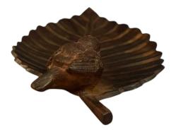 antika Bronz yaprak formunda kuş heykelli anahtarlık - 21 cm