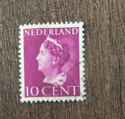 Hollanda Pulu - Nederland Stamp - Postadan Geçmiş Pul Filateli - Damgalı - KRALİÇE WILHELMİNA TEMALI PUL, 10 PARA - YABANCI PULLAR -NOSTALJİK DOĞUM GÜNÜ HEDİYESİ