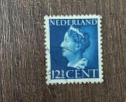 Hollanda Pulu - Nederland Stamp - Postadan Geçmiş Pul Filateli - Damgalı - KRALİÇE WILHELMİNA TEMALI PUL, 12 1/2 PARA - YABANCI PULLAR -NOSTALJİK DOĞUM GÜNÜ HEDİYESİ