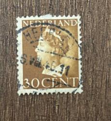 Hollanda Pulu - Nederland Stamp - Postadan Geçmiş Pul Filateli - 1946 Damgalı - KRALİÇE WILHELMİNA TEMALI PUL, 30 PARA - YABANCI PULLAR -NOSTALJİK DOĞUM GÜNÜ HEDİYESİ