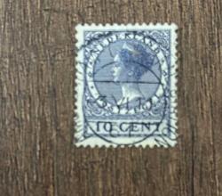 Hollanda Pulu - Nederland Stamp - Postadan Geçmiş Pul Filateli - Damgalı - KRALİÇE WILHELMİNA TEMALI PUL, 10 PARA - YABANCI PULLAR -NOSTALJİK DOĞUM GÜNÜ HEDİYESİ