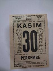 BÜYÜK SAATLİ MAARİF TAKVİMİ 30 Kasım 1972 Perşembe  - TAKVİM YAPRAĞI