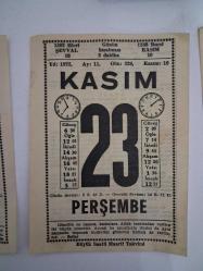 BÜYÜK SAATLİ MAARİF TAKVİMİ 23 Kasım 1972 Perşembe - TAKVİM YAPRAĞI