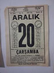 BÜYÜK SAATLİ MAARİF TAKVİMİ 20 Aralık 1972 Çarşamba - TAKVİM YAPRAĞI