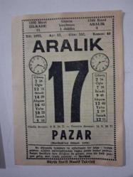 BÜYÜK SAATLİ MAARİF TAKVİMİ 17 Aralık 1972 Pazar - TAKVİM YAPRAĞI