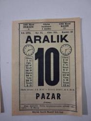 BÜYÜK SAATLİ MAARİF TAKVİMİ 10 Aralık 1972 Pazar - TAKVİM YAPRAĞI