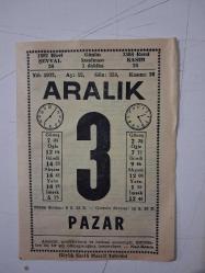 BÜYÜK SAATLİ MAARİF TAKVİMİ 3 Aralık 1972 Pazar  - TAKVİM YAPRAĞI