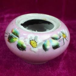 ANTİKA OSMANLI DÖNEMİ EL BOYAMA ÇİÇEKLER RESİMLİ AVRUPA PEMBE RENKLİ PORSELEN HOKKA