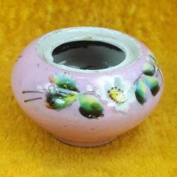 ANTİKA OSMANLI DÖNEMİ EL BOYAMA ÇİÇEKLER RESİMLİ AVRUPA PEMBE RENKLİ PORSELEN HOKKA