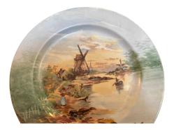 24,5 cm çapında j.p. marka fransız el boyama duvar tabağı