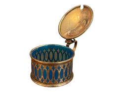 İngiliz EPNS gümüş kaplama hardal kabı, sosluk. E.P.N.S. damgalı, 5,5 cm çapında 3,5 cm