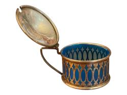 İngiliz EPNS gümüş kaplama hardal kabı, sosluk. E.P.N.S. damgalı, 5,5 cm çapında 3,5 cm