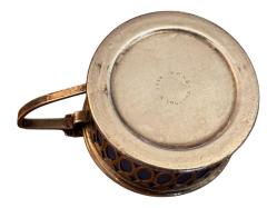 İngiliz EPNS gümüş kaplama hardal kabı, sosluk. E.P.N.S. damgalı, 5,5 cm çapında 3,5 cm