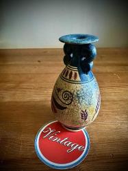 Vintage Yunan el işçiliği,antik amfora tarzında küçük seramik vazo