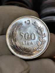 1980 Yılı Köylü Kadınını Kalkındırma Gümüş 500 Lira Çil