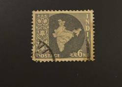 Hindistan Pulu - India Stamp - Postadan Geçmiş Pul Filateli -  Damgalı - Hindistan Haritası Temalı Pul , 6 PARA - YABANCI PULLAR -NOSTALJİK DOĞUM GÜNÜ HEDİYESİ
