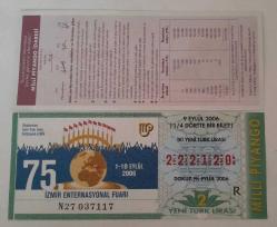 MİLLİ PİYANGO 9 EYLÜL 2006 ÇEYREK BİLET 222120 KAT İZİ MÜHÜR YOK