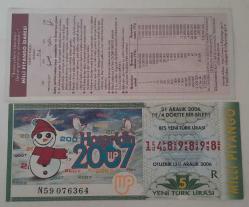 MİLLİ PİYANGO 31 ARALIK 2006 ÇEYREK BİLET 1489898 KAT İZİ MÜHÜR YOK