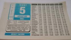 5 Ağustos 1997-Orijinal Takvim Yaprağı-Doğum Günü-Söz,Nişan,Nikâh,Düğün ve Önemli Günler Hediyesi-Hicret Takvimi-Ayet(Hadis)-(İsra-30)-Fransızlar'ın 45 Bin Cezayirli'yi Öldürmesi(1945)-Şamil'in Cevabı-Kur'an'dan Sorular-Hz.Ali(r.a.)