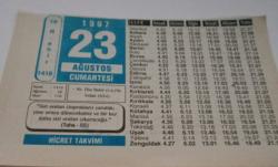 23 Ağustos 1997-Orijinal Takvim Yaprağı-Doğum Günü-Söz,Nişan,Nikâh,Düğün ve Önemli Günler Hediyesi-Hicret Takvimi-Ayet(Hadis)-(Taha-55)-Hz.Ebu Bekir(r.a.)'in Vefatı(634)-Halifenin Maaşı-Bazı Bilgiler-İstibe