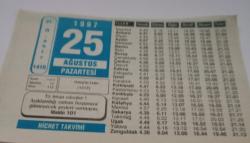 25 Ağustos 1997-Orijinal Takvim Yaprağı-Doğum Günü-Söz,Nişan,Nikâh,Düğün ve Önemli Günler Hediyesi-Hicret Takvimi-Ayet(Hadis)-(Maide-101)-Halep'in Zaferi(1517)-Hayız-Soru Cevap-A.Vinet