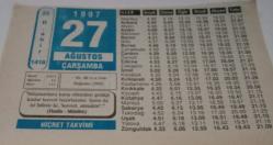 27 Ağustos 1997-Orijinal Takvim Yaprağı-Doğum Günü-Söz,Nişan,Nikâh,Düğün ve Önemli Günler Hediyesi-Hicret Takvimi-Ayet(Hadis)-(Hadis-Müslim)-Hz.Ali(r.a.)'nin Doğumu(598)-Mithat Paşa'nın Ölümü-Siyer'den-Hikmetler