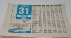 31 Ağustos 1997-Orijinal Takvim Yaprağı-Doğum Günü-Söz,Nişan,Nikâh,Düğün ve Önemli Günler Hediyesi-Hicret Takvimi-Ayet(Hadis)-(Muhamemed İkbal(r.a.))-İmam Buhari'nin Doğumu(869)-Hırsızlık-Mekke'nin Fethi-İbn-i Sina(r.a.)