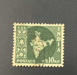 Hindistan Pulu - India Stamp - Postadan Geçmiş Pul Filateli -  Damgalı - Hindistan Haritası Temalı Pul , 10 PARA - YABANCI PULLAR -NOSTALJİK DOĞUM GÜNÜ HEDİYESİ