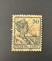 Hollanda Pulu - Nederland Stamp - Postadan Geçmiş Pul Filateli - Damgalı - Hollanda Doğu Hint Adaları - Kraliçe Wilhelmina Temalı Pul, 20 PARA - YABANCI PULLAR -NOSTALJİK DOĞUM GÜNÜ HEDİYESİ