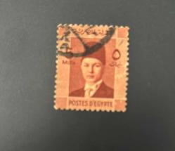 Mısır Pulu - Egypt Stamp - Postadan Geçmiş Pul Filateli -DAMGALI - KRAL FARUK TEMALI PUL, 5 PARA - YABANCI PULLAR - NOSTALJİK DOĞUM GÜNÜ HEDİYESİ