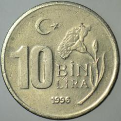 TÜRKİYE CUMHURİYETİ 10 BİN LİRA 1996 KALIN TİP.