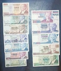 7. EMİSYON 12'Lİ SET 10 TL İLE 1,000,000 TL ARASI ÇİL
