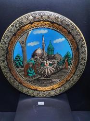 BAKIR EL DÖVME MEVLANA RESİMLİ TABAK